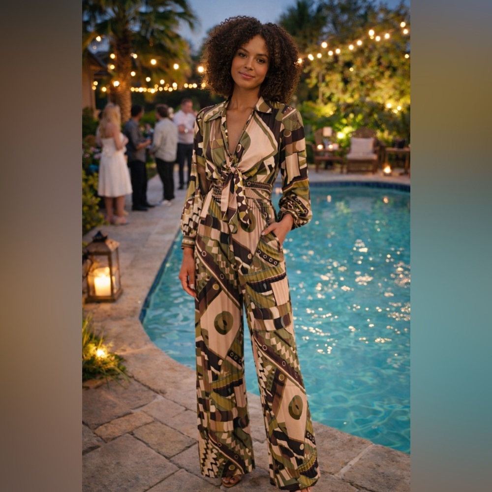 NWOT L'ATISTE Multicolor Long Sleeve New Jumpsuit